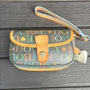 Dooney & Bourke Black and Tan Clutch Wristlet